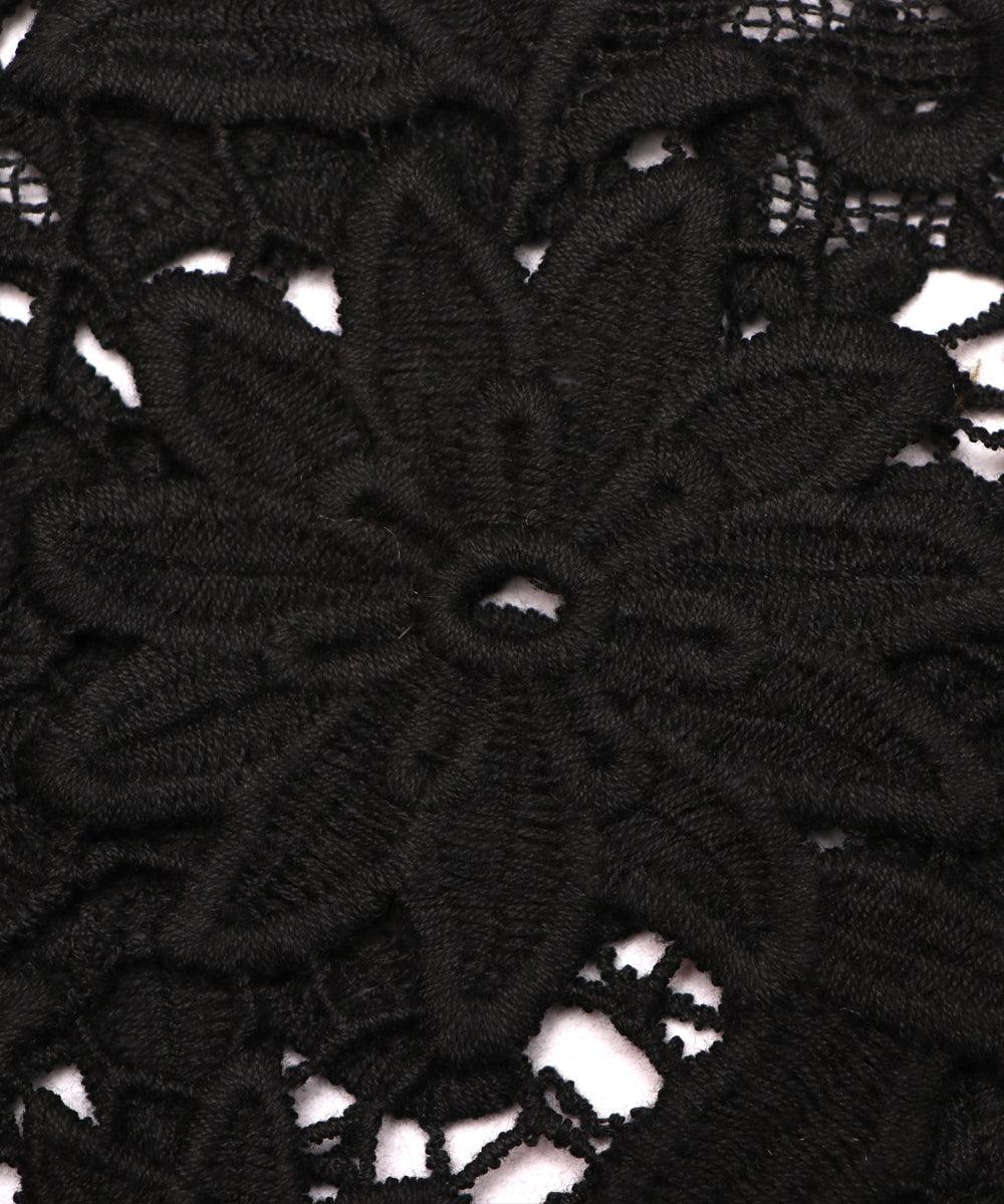 black floral pattern crosia fabic