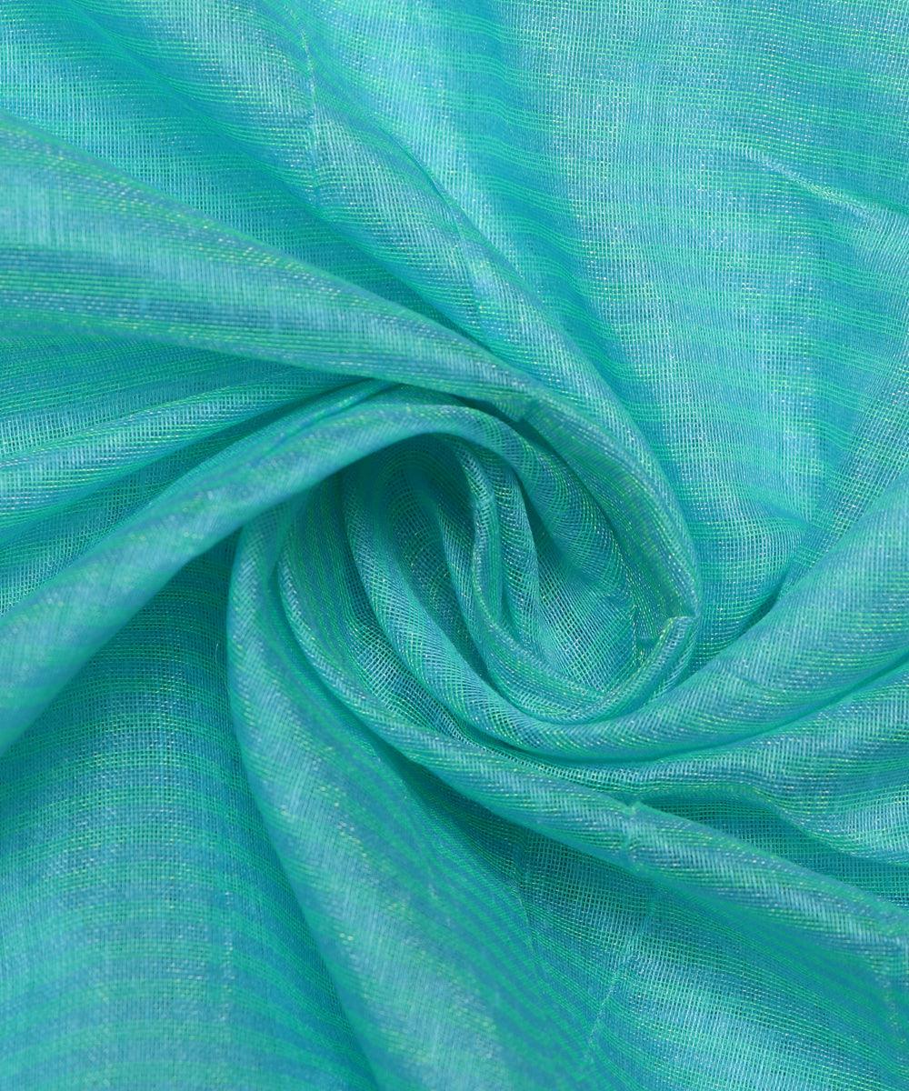 blue polka pattern chanderi silk fabric