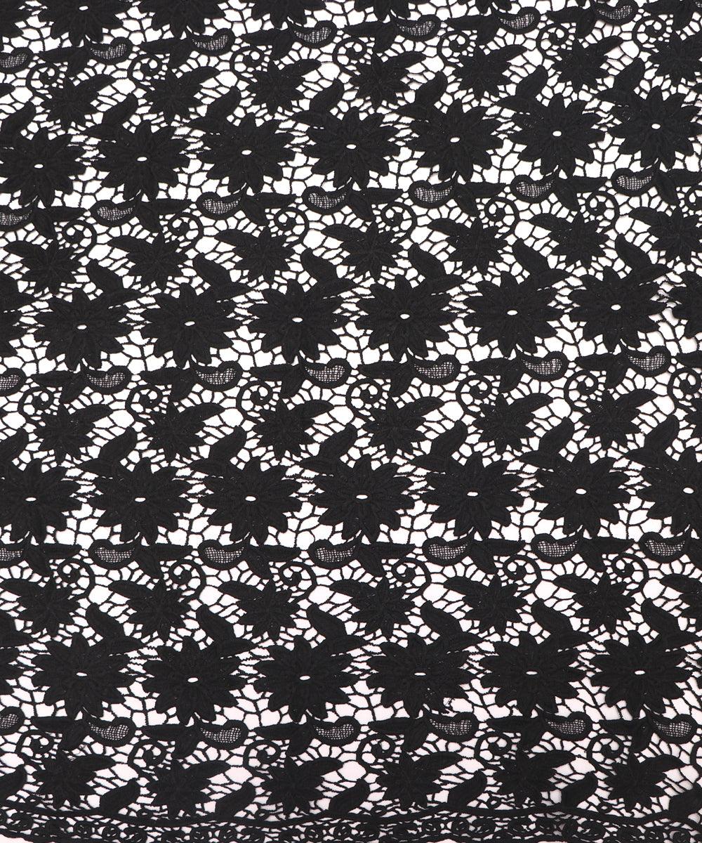 black floral pattern crosia fabic