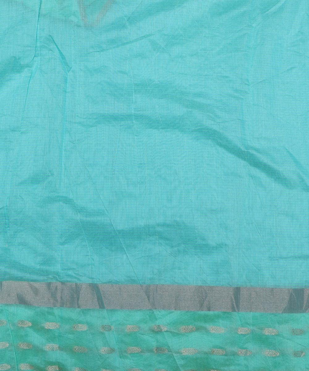 blue polka pattern chanderi silk fabric