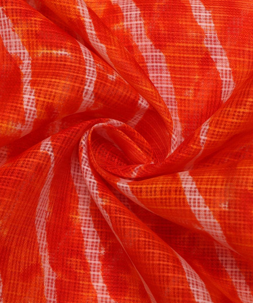 orange and white lehariya pattern kota doria fabric b136 3451
