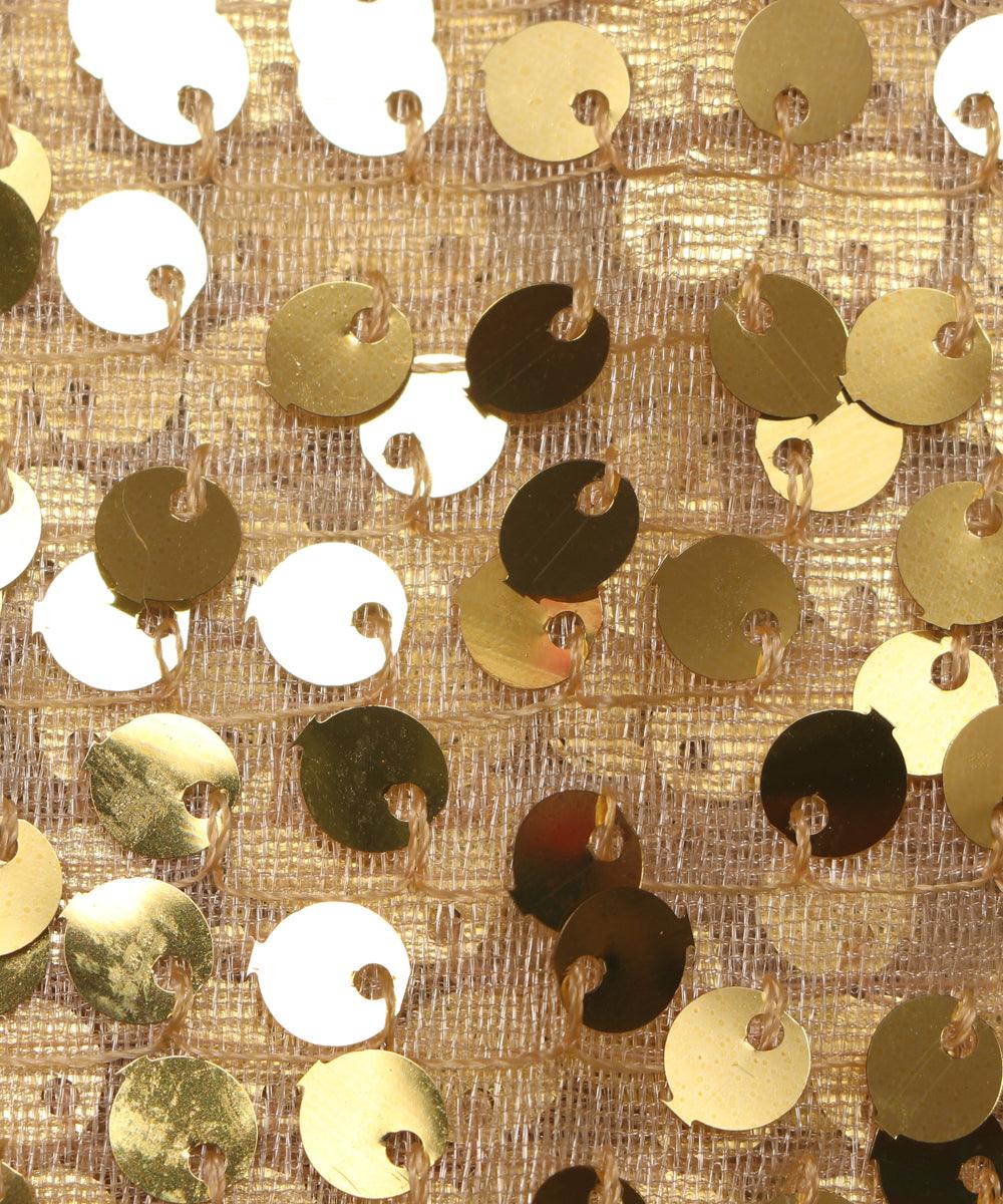 golden sequin net embroidery fabric