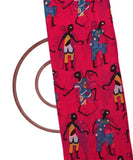 Magenta Colour Warli Print Georgette Fabric