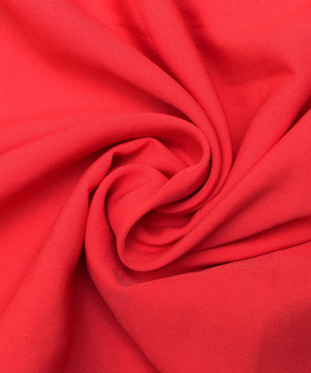 light red plain crepe fabric