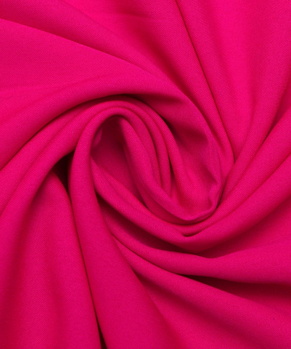 magenta plain crepe fabric 1