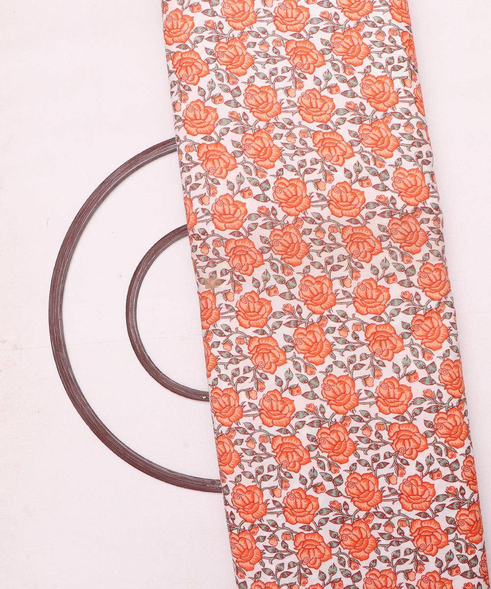 White Colour Floral Print Rayon Fabric