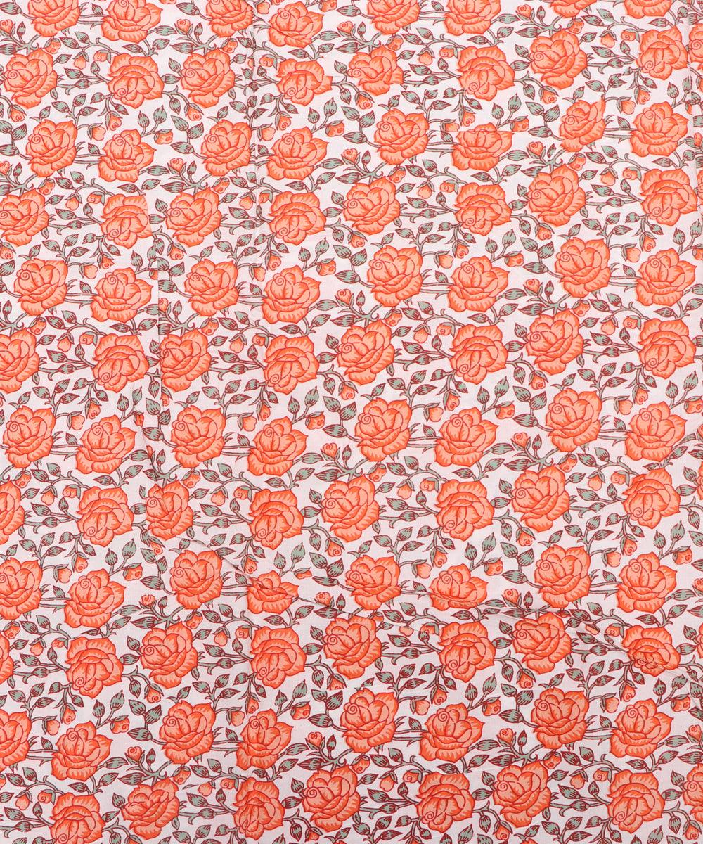 White Colour Floral Print Rayon Fabric
