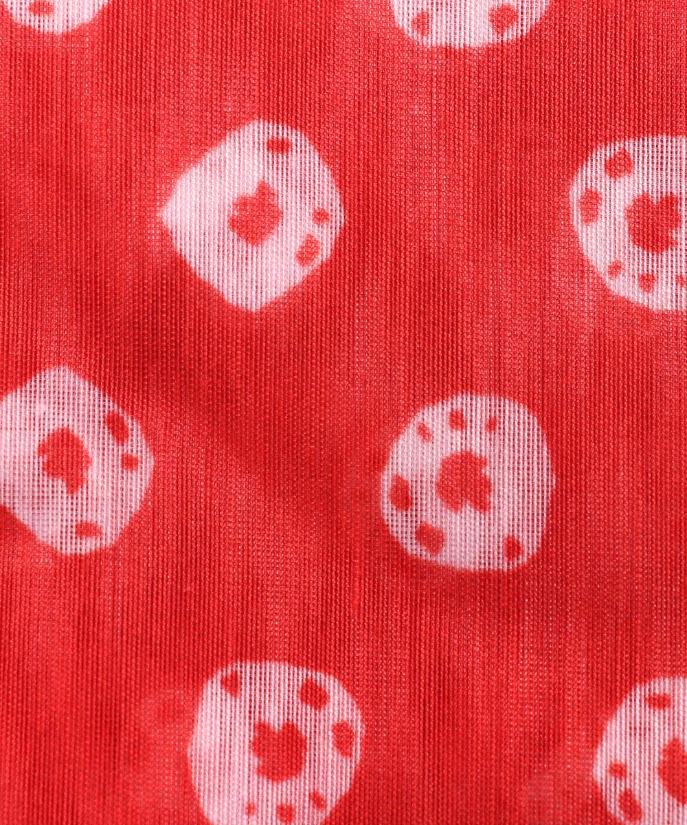 Rust Colour Flower Print Chanderi Fabric