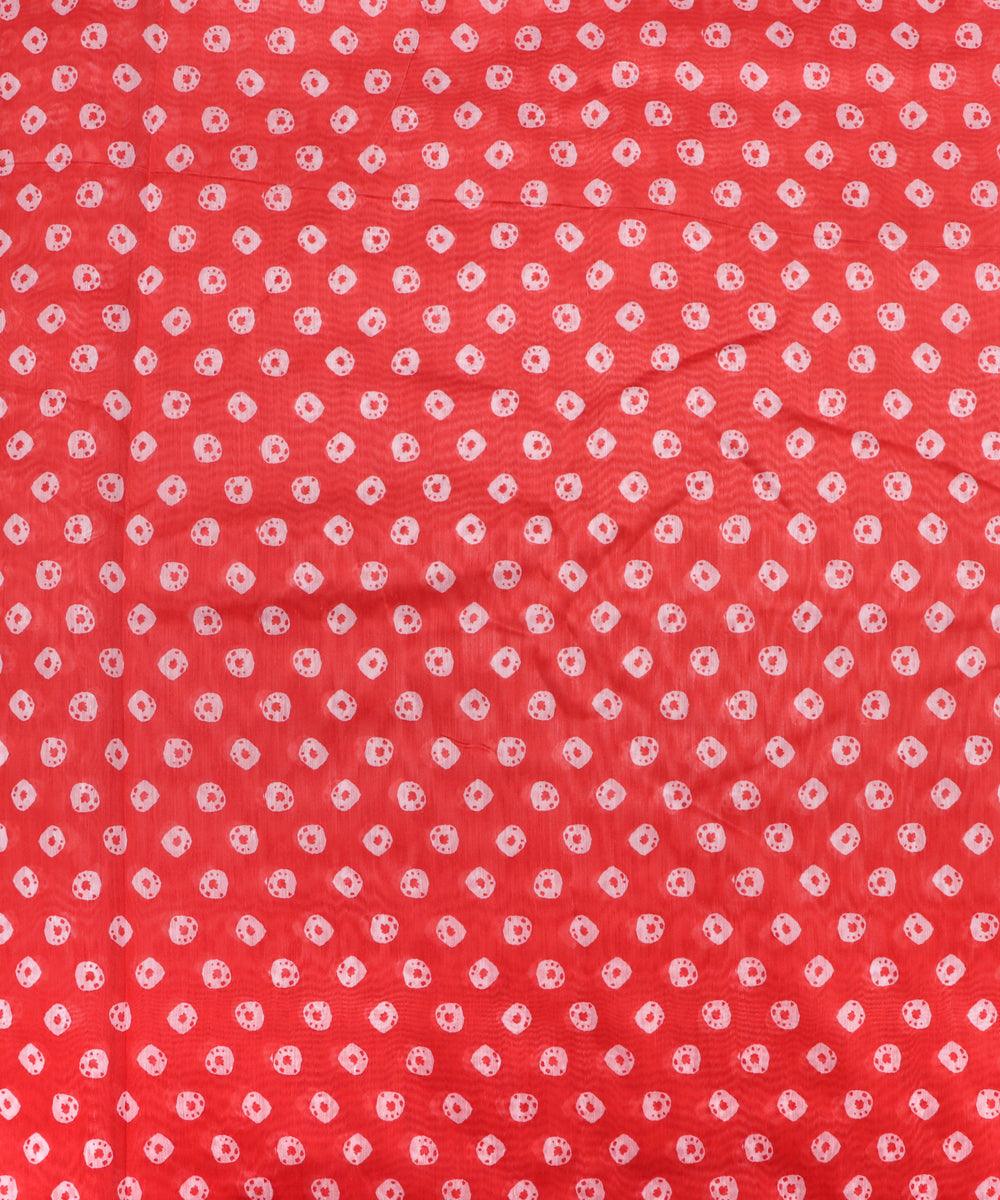 Rust Colour Flower Print Chanderi Fabric