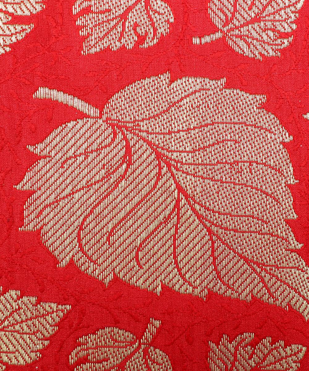 Red Colour Leaf Design Banarasi Brocade Silk