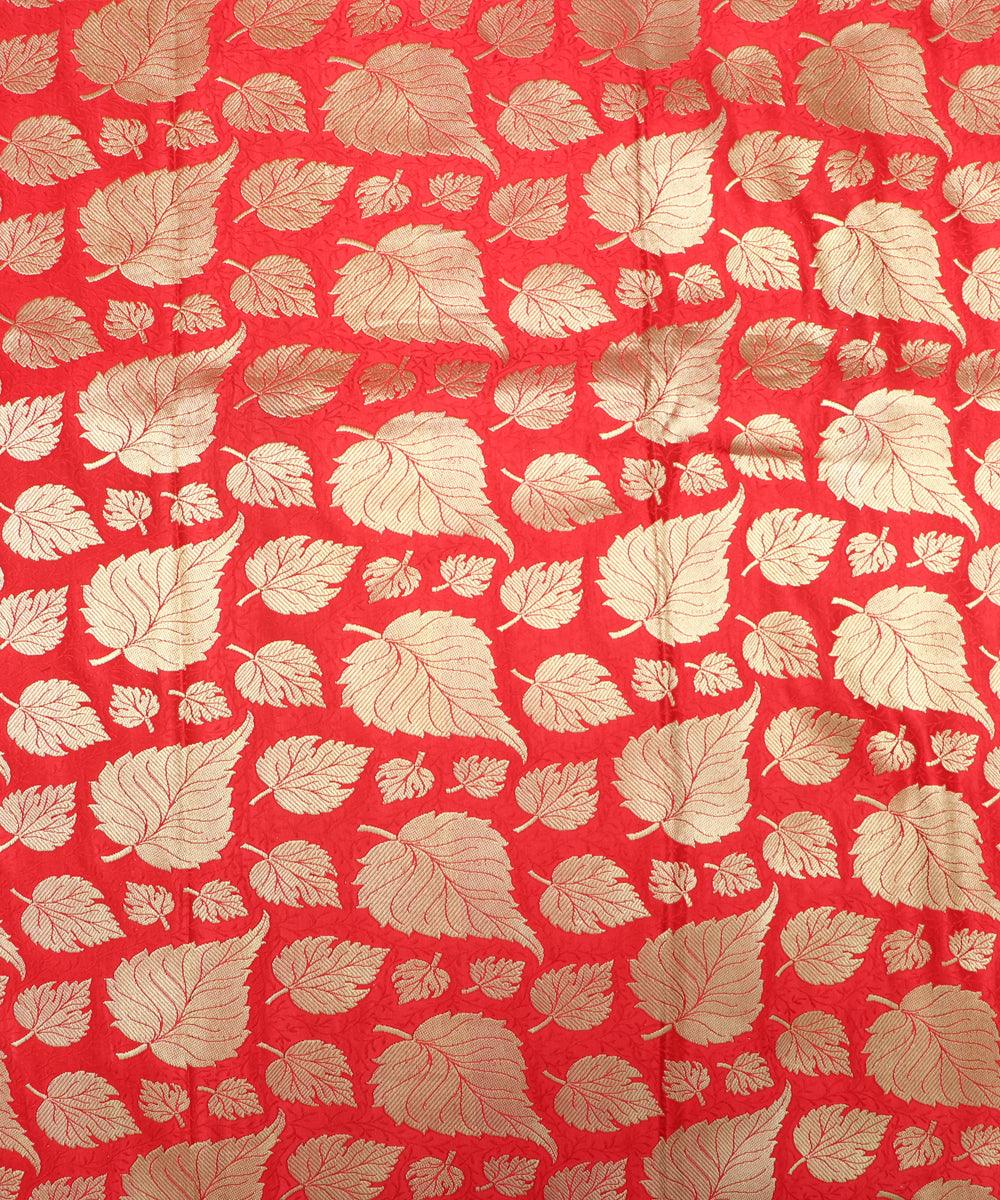 Red Colour Leaf Design Banarasi Brocade Silk