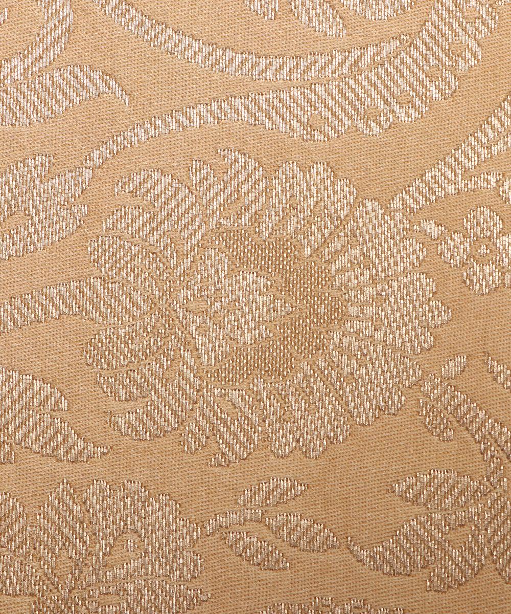 Golden Colour Floral Design Banarasi Brocade Silk Fabric