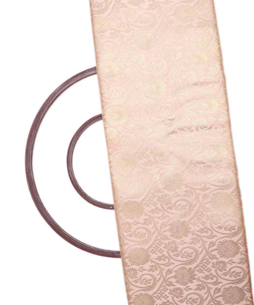 Rose Pink Colour Floral Design Banarasi Brocade Silk Fabric