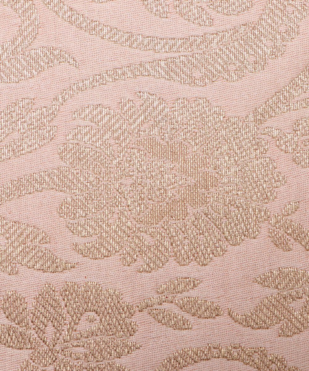 Rose Pink Colour Floral Design Banarasi Brocade Silk Fabric