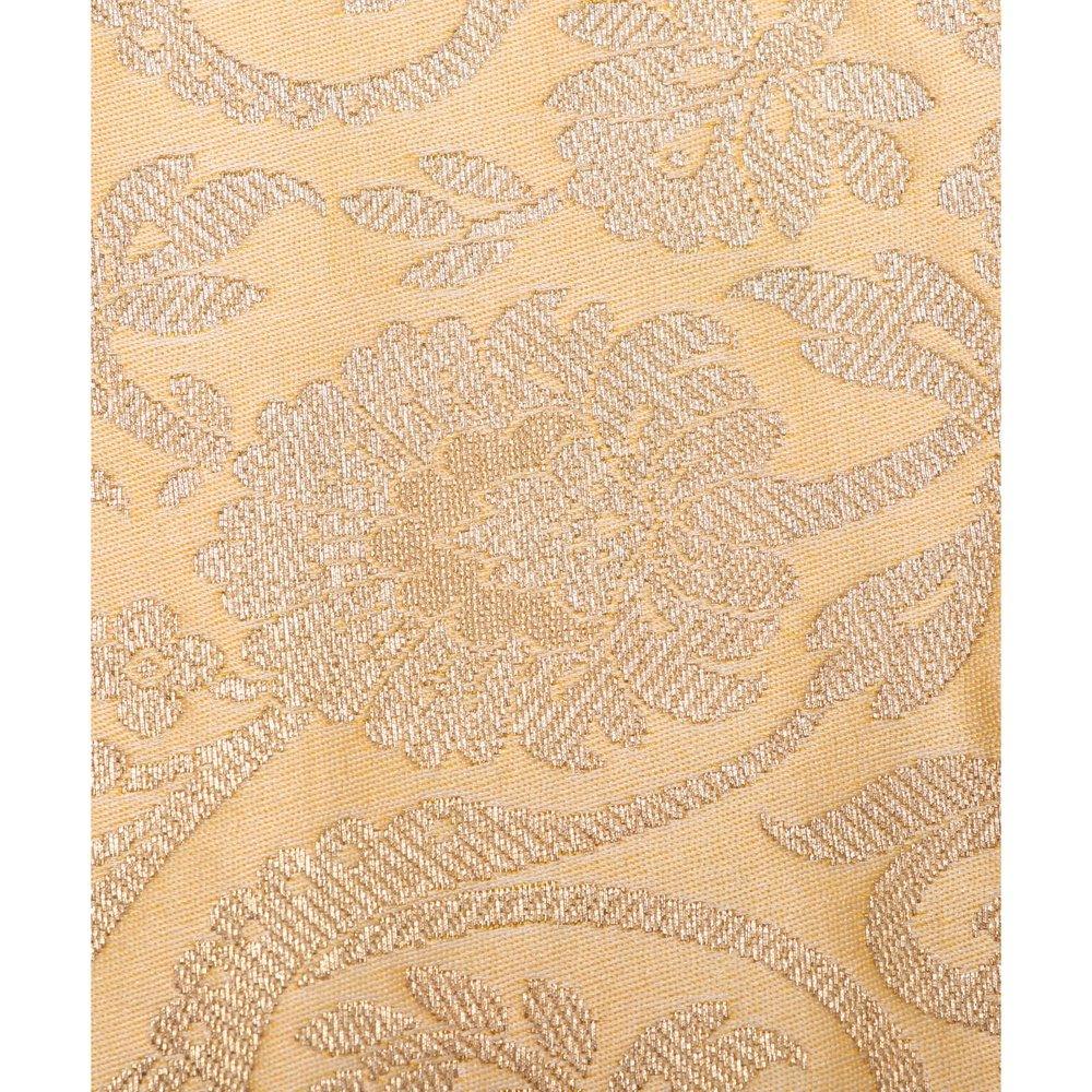 Golden Colour Floral Design Banarasi Brocade Silk Fabric