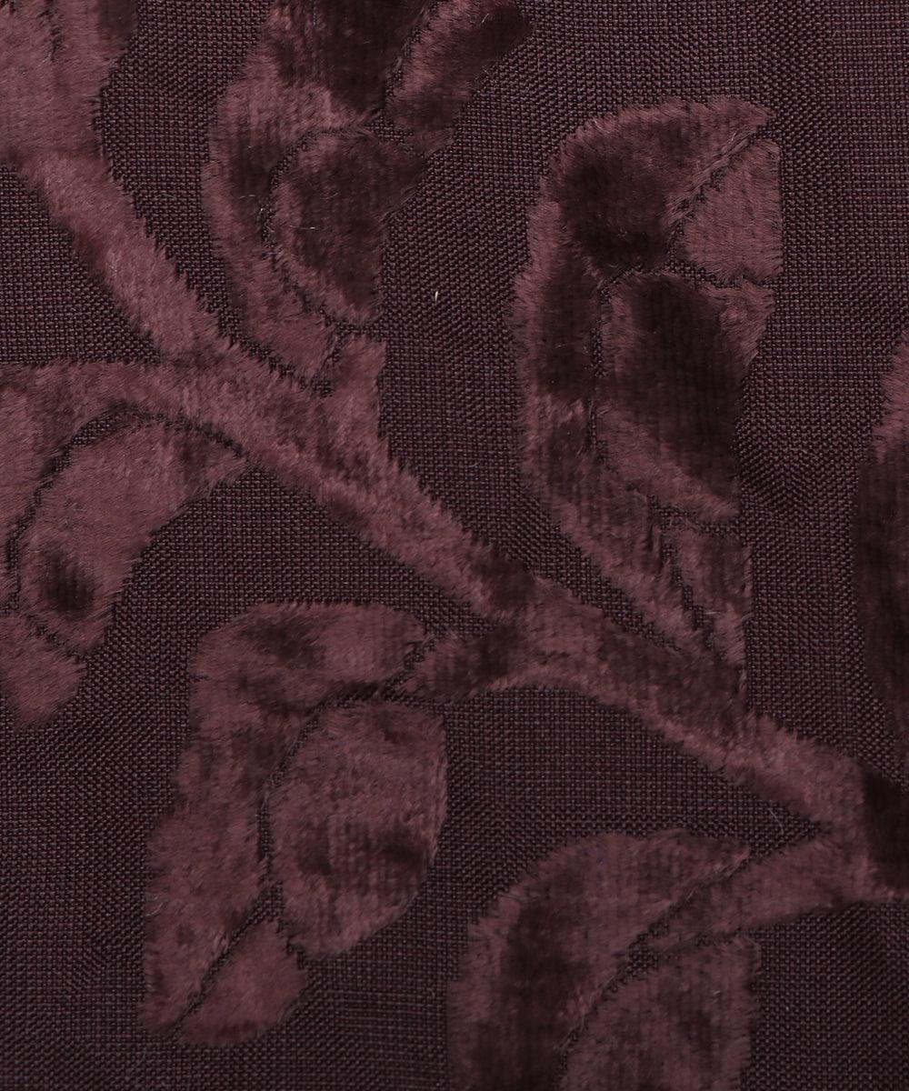 Coffee Brown Colour Flower Pattern Brasso Velvet Fabric