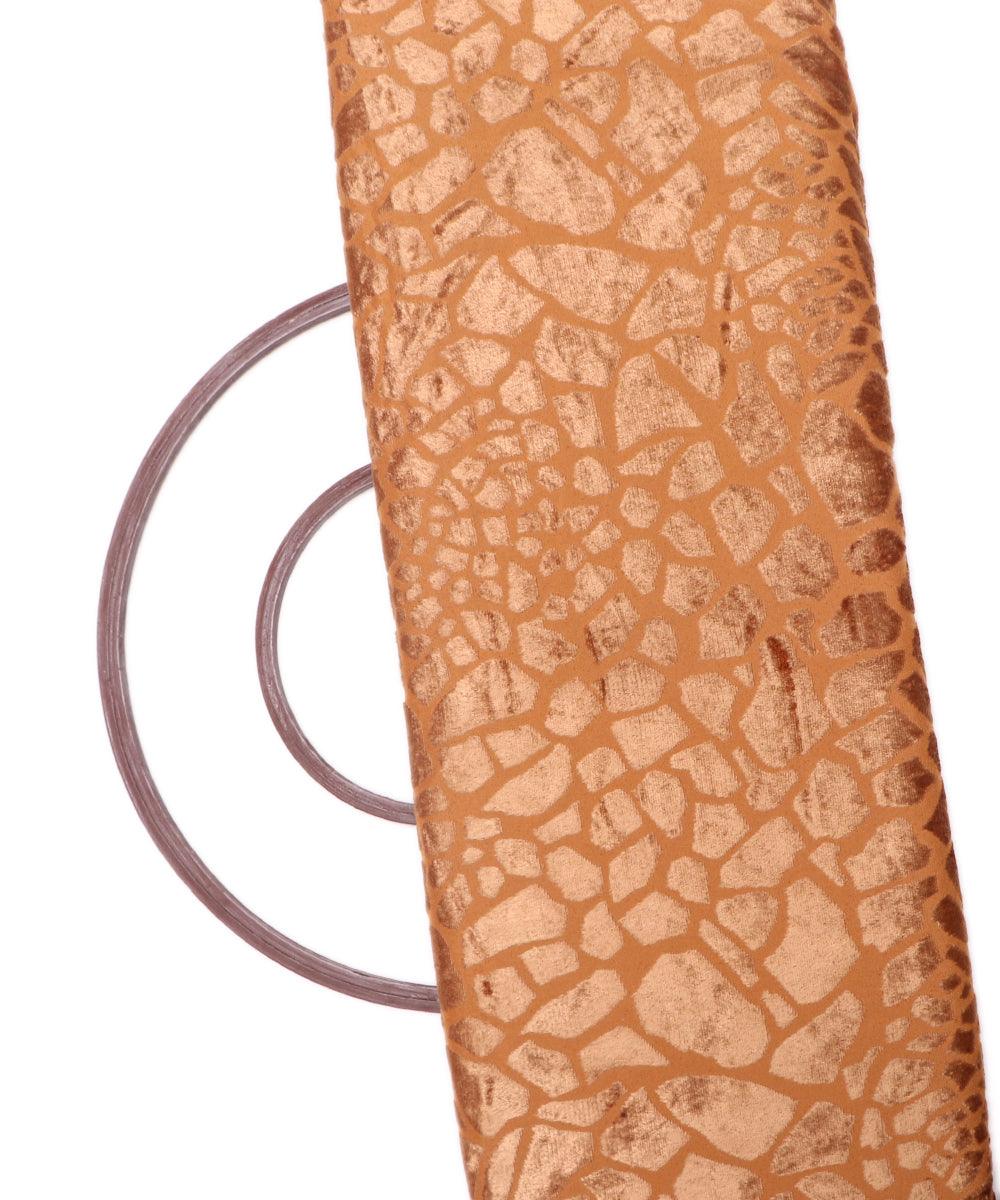 Brown Colour Abstract Pattern Brasso Velvet Fabric