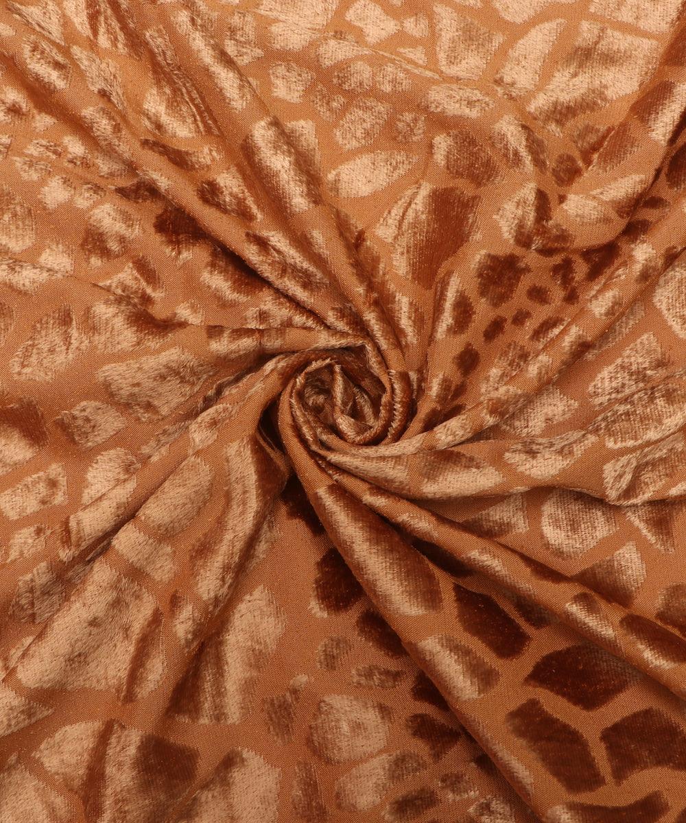 Brown Colour Abstract Pattern Brasso Velvet Fabric
