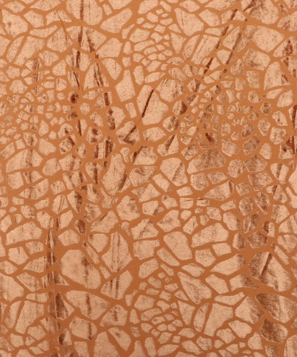 Brown Colour Abstract Pattern Brasso Velvet Fabric