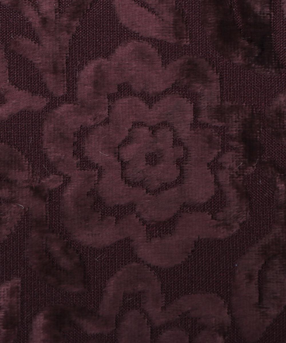 Coffee Brown Colour Floral Pattern Brasso Velvet Fabric