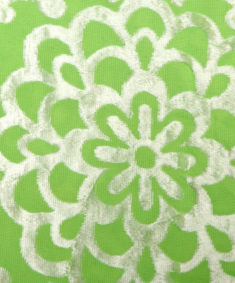 Mint Green Colour Floral Pattern Brasso Velvet Fabric