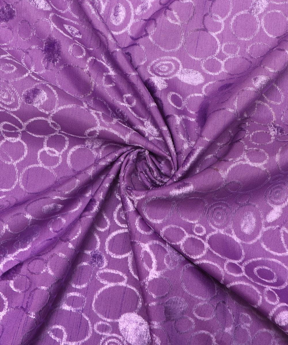 Lavender Colour Leaf Pattern Brasso Velvet Fabric