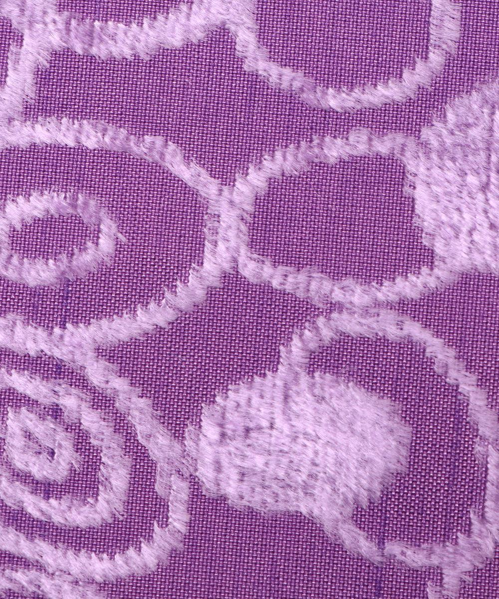 Lavender Colour Leaf Pattern Brasso Velvet Fabric
