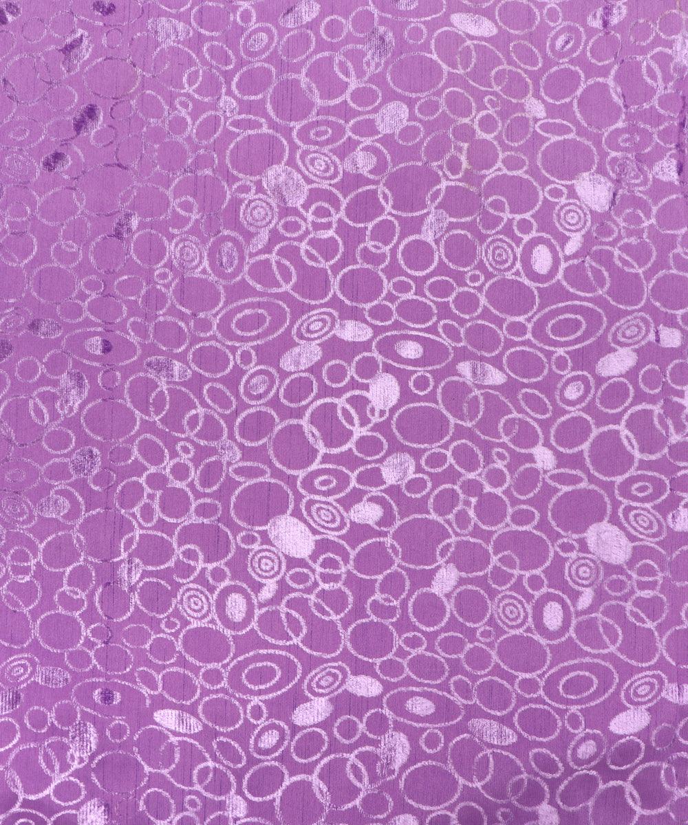 Lavender Colour Leaf Pattern Brasso Velvet Fabric