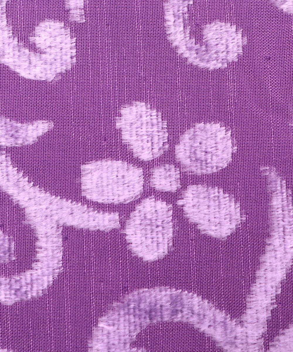 Lavender Colour Floral Pattern Brasso Velvet Fabric