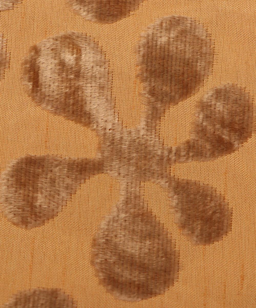 Sand Golden Colour Floral Pattern Brasso Velvet Fabric
