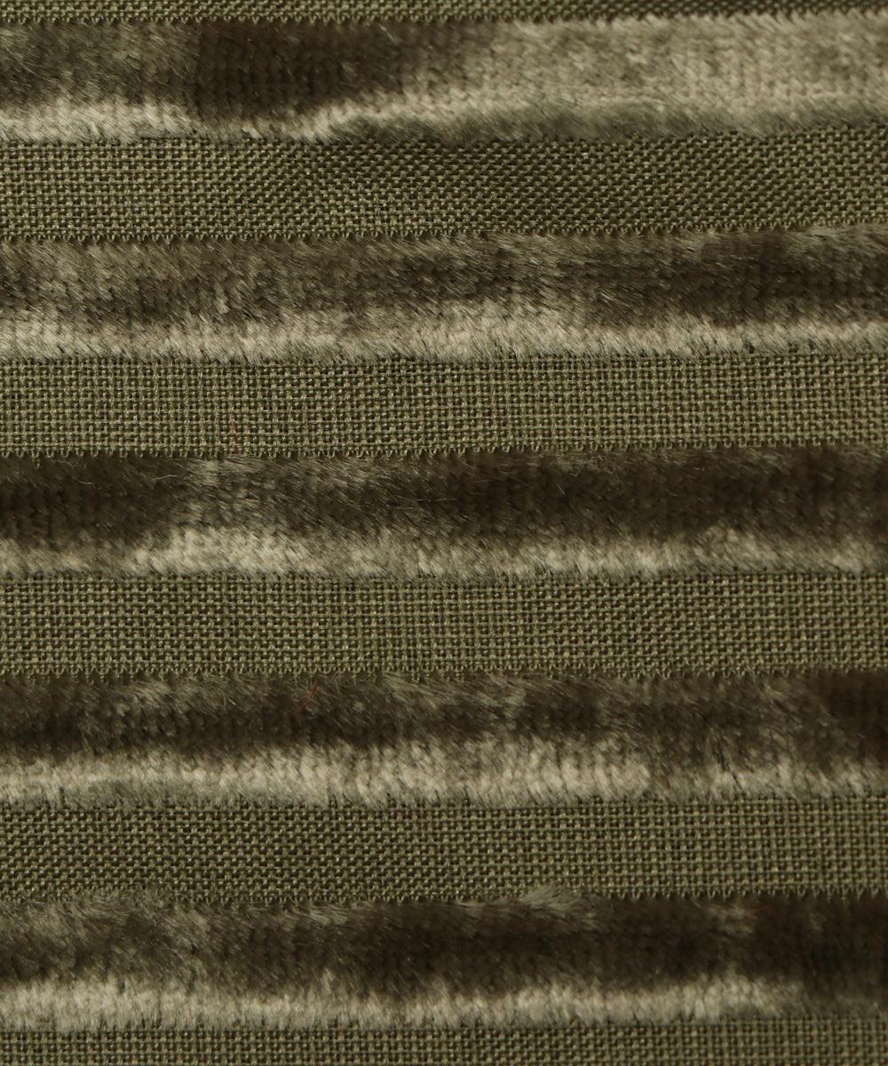 Olive Green Colour Floral Pattern Brasso Velvet Fabric