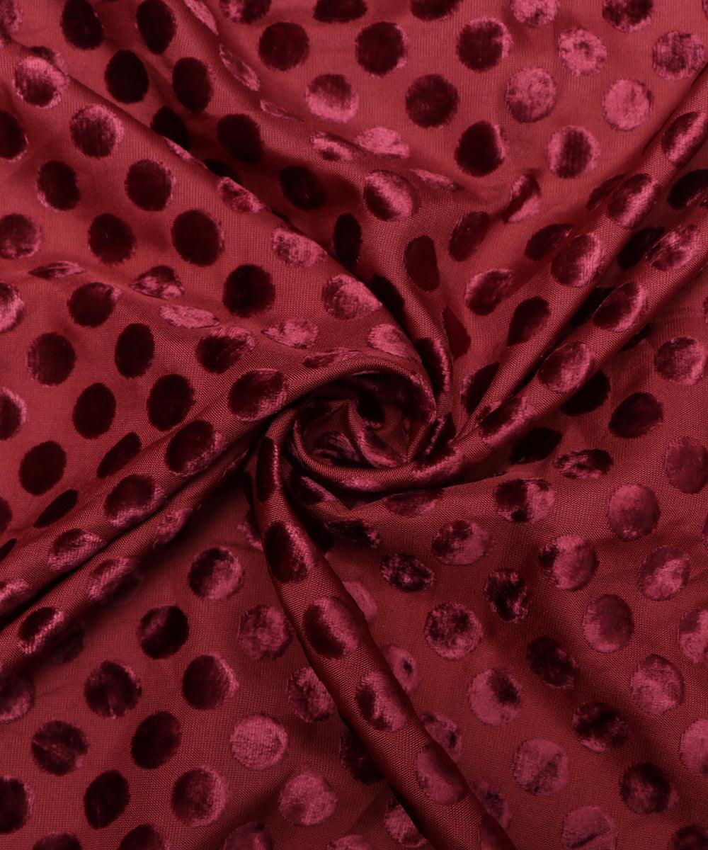 Maroon Colour Geometric Pattern Brasso Velvet Fabric