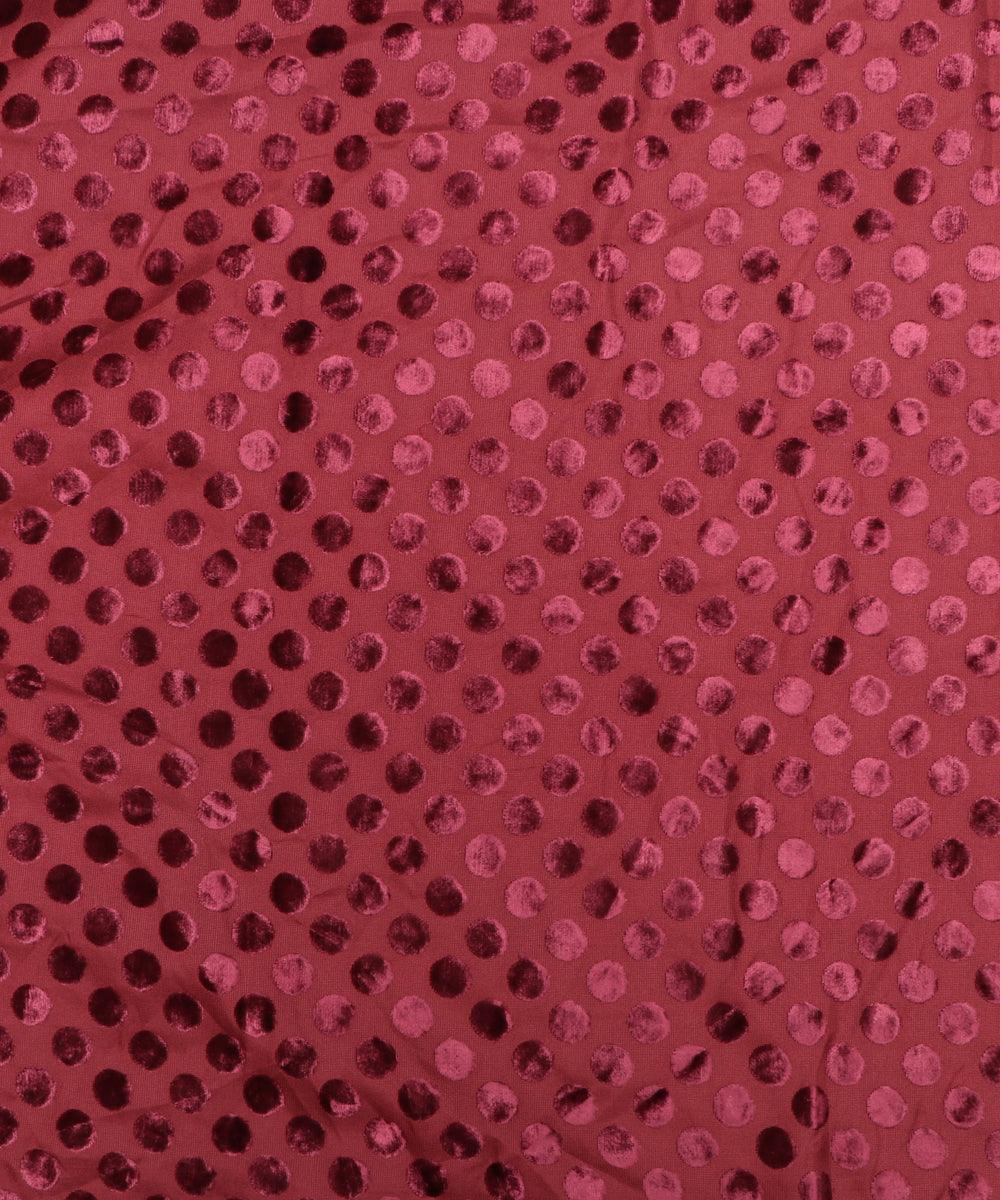 Maroon Colour Geometric Pattern Brasso Velvet Fabric