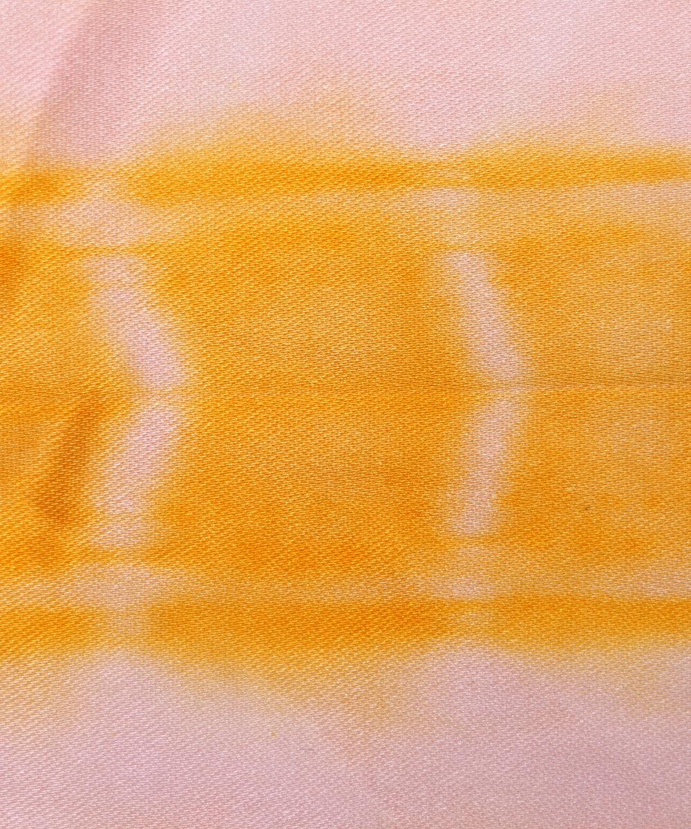 Yellow Colour Tie Dye Print Satin Fabric