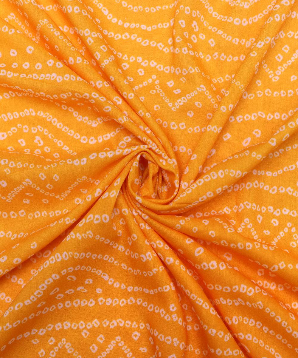 Yellow Colour Bandhani Print Muslin Fabric