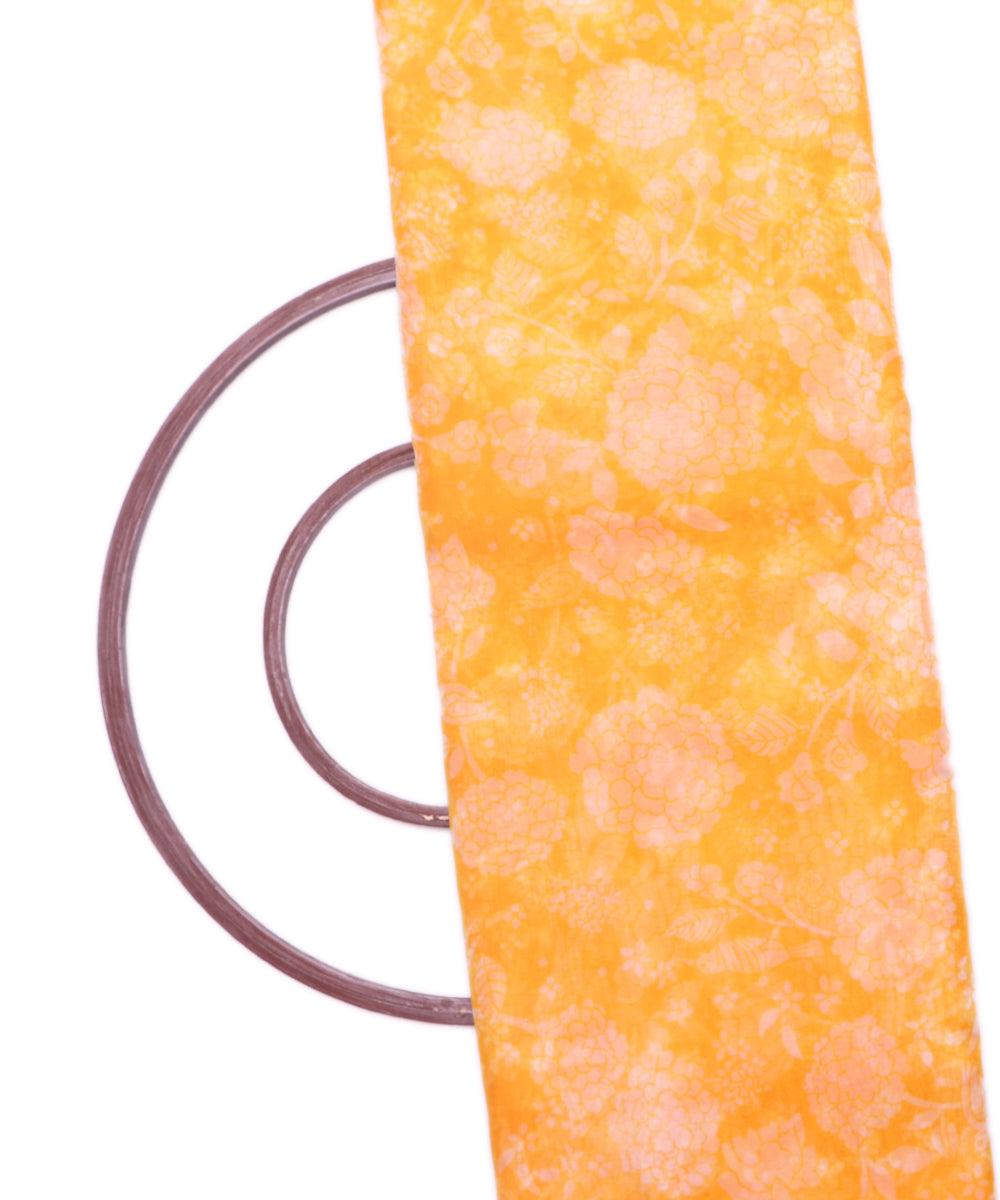 Yellow Colour Floral Print Organza Fabric