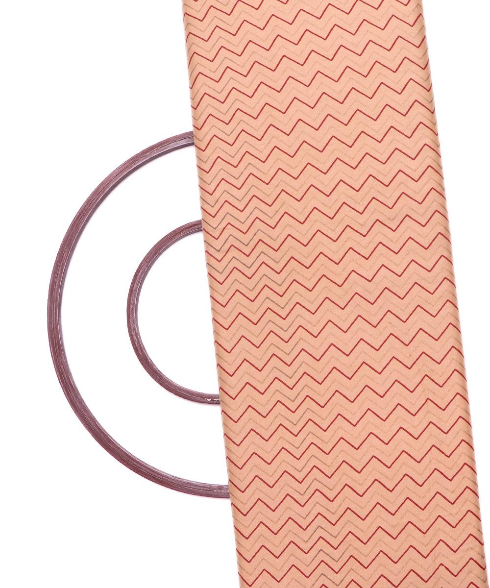 Fawn Colour Zig Zag Print Rayon Fabric