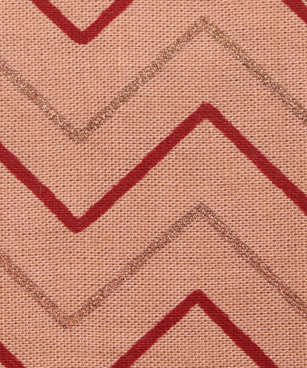 Fawn Colour Zig Zag Print Rayon Fabric