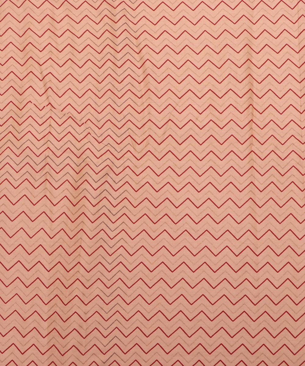 Fawn Colour Zig Zag Print Rayon Fabric - Fabric Dekho