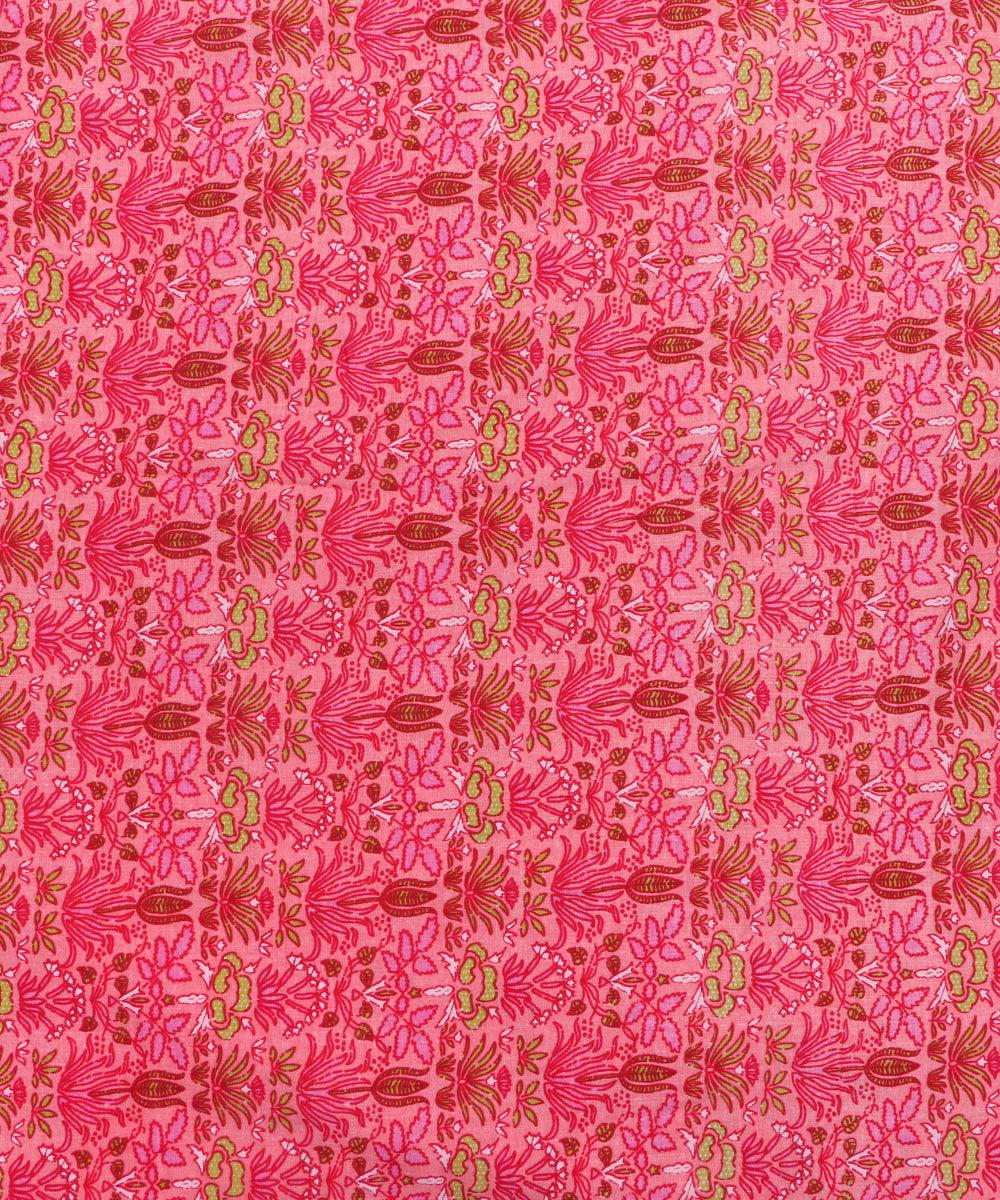 Pink Colour Floral Print Rayon Fabric