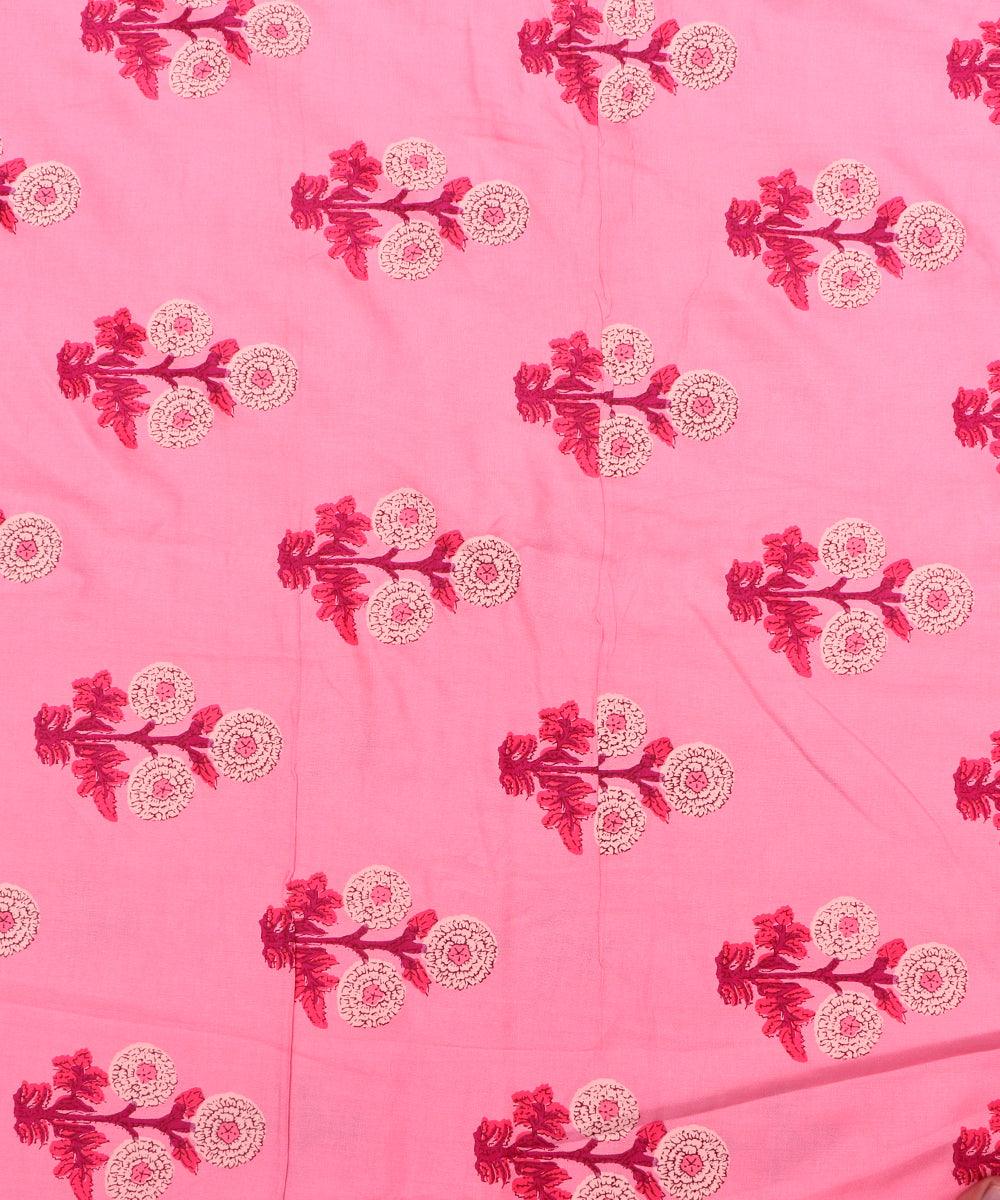 Pink Colour Floral Print Rayon Fabric
