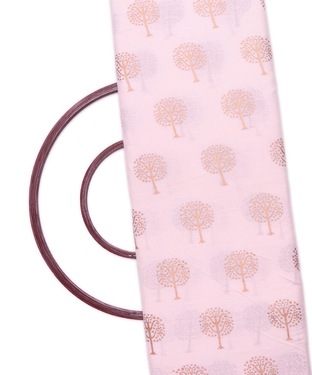 White Colour Floral Print Hand Block Rayon Fabric