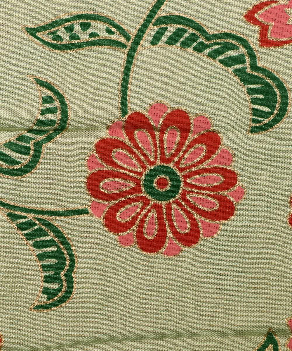 Light Green Colour Floral Print Rayon Fabric