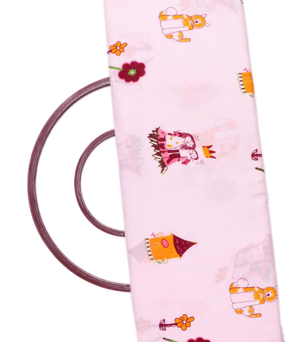 White Colour Kids Print Rayon Fabric