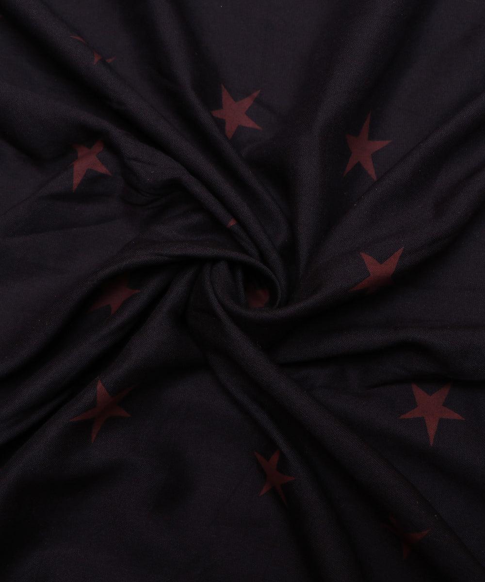 Dark Brown Colour Star Print Rayon Fabric