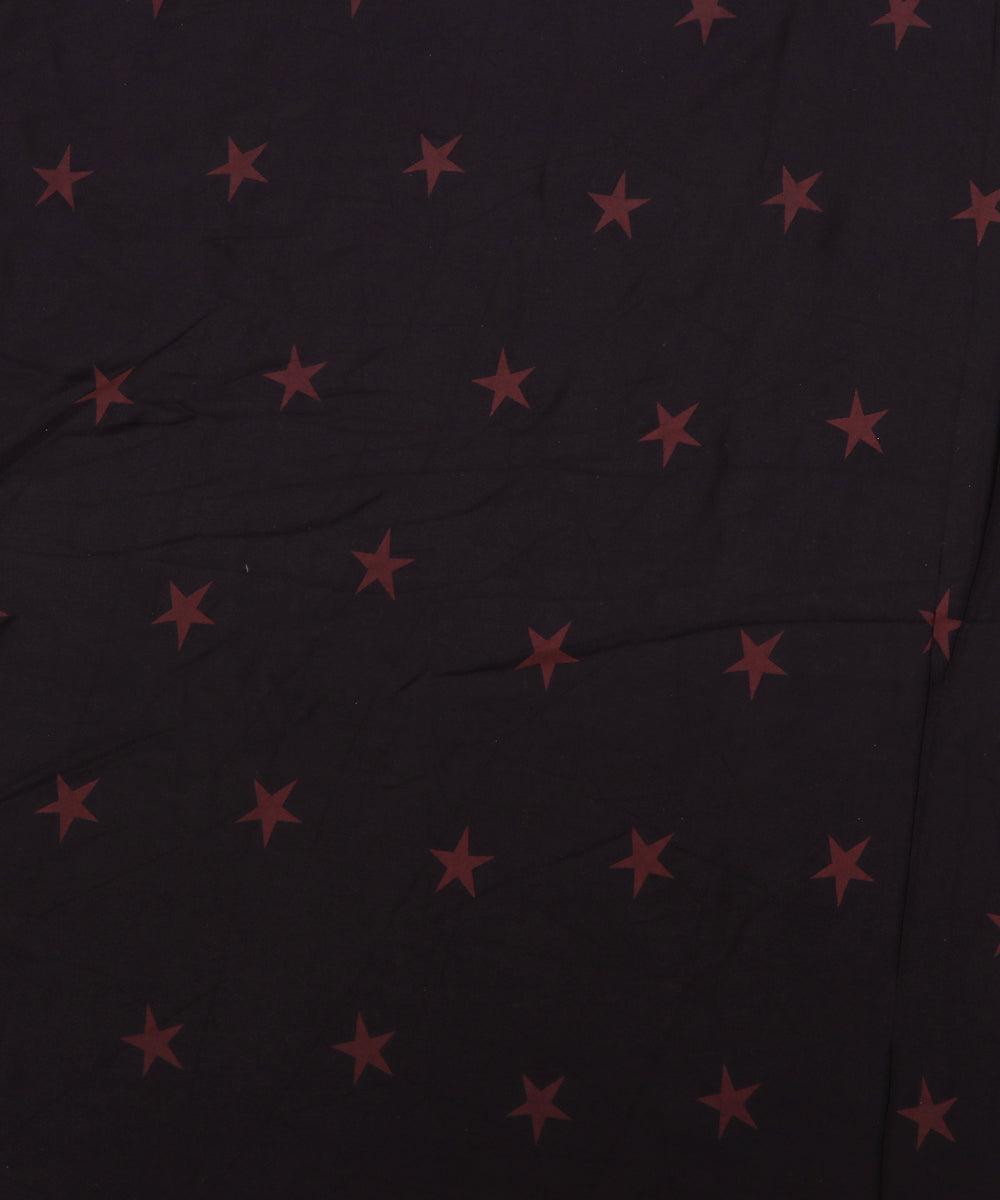 Dark Brown Colour Star Print Rayon Fabric