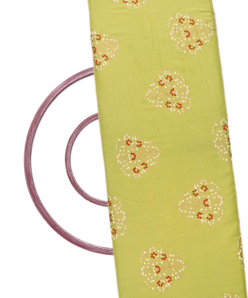 Light Green Colour Floral Print Rayon Fabric