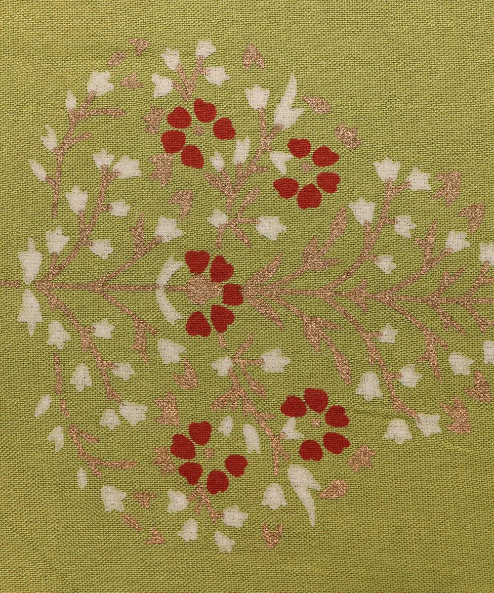 Light Green Colour Floral Print Rayon Fabric