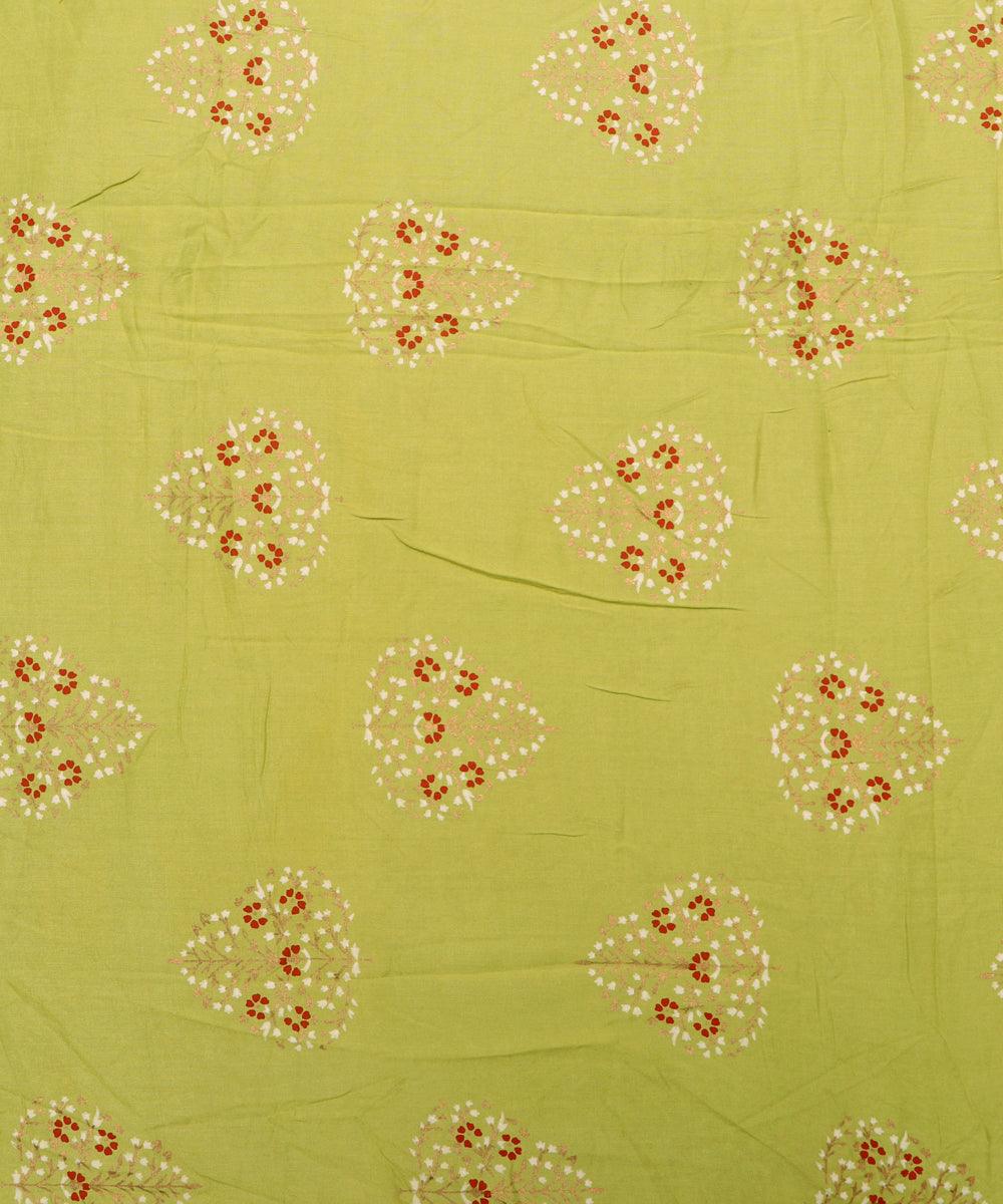 Light Green Colour Floral Print Rayon Fabric