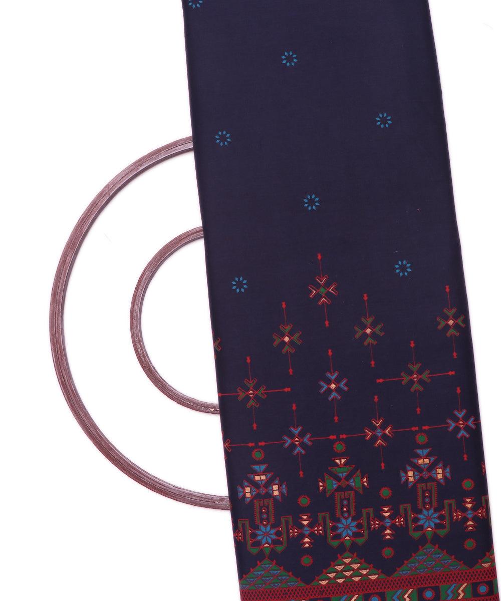 Dark Blue Colour Abstract Print Rayon Fabric